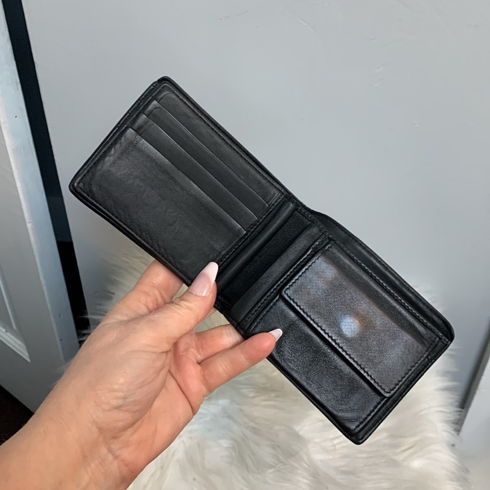 Authentic Bottega Veneta all black leather double flap men’s wallet billfold - Picture 6 of 17